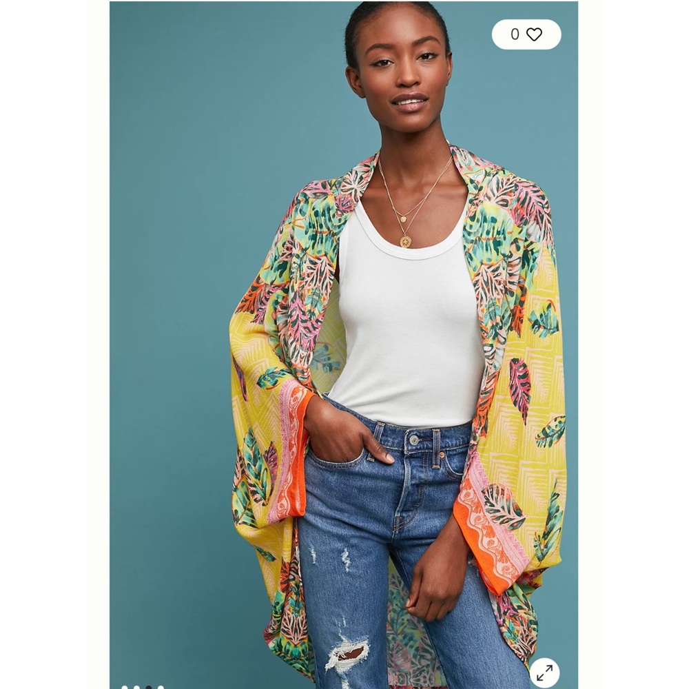 Anthropologie Sigal Falling Leaves Cocoon Kimono - Picture 2 of 11